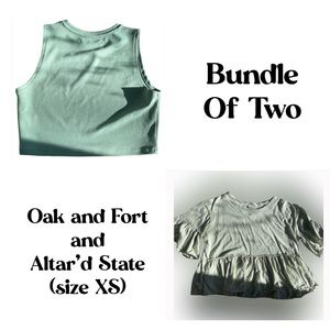 Oak + Fort AND Altar’d State Green Crop Top Bundle Size XS